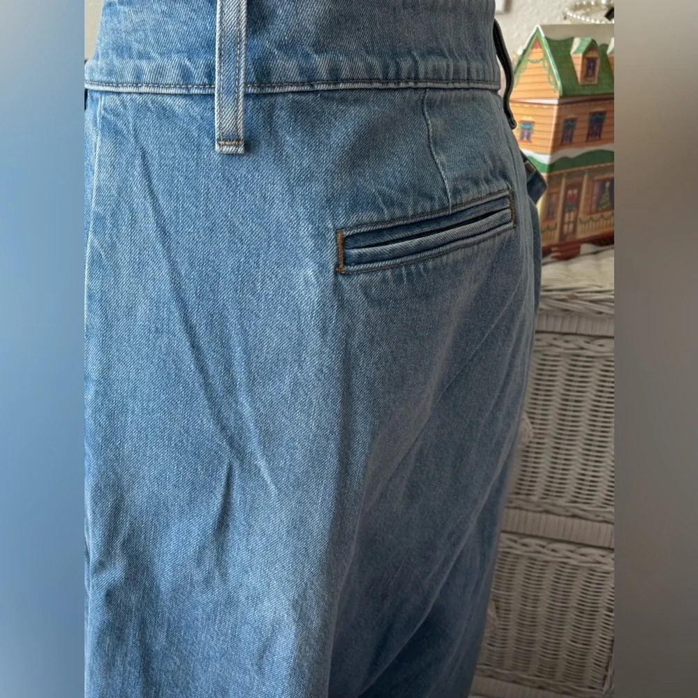J. Crew Essential Cotton Jeans Wide Legs High Rise Ruth Blue Wash Plus Size 36W